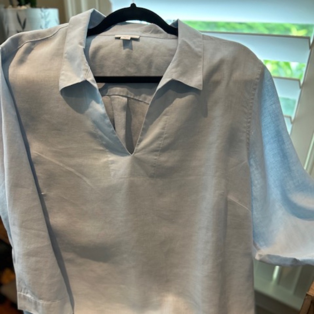J. Jill Light Blue V-Neck Blouse